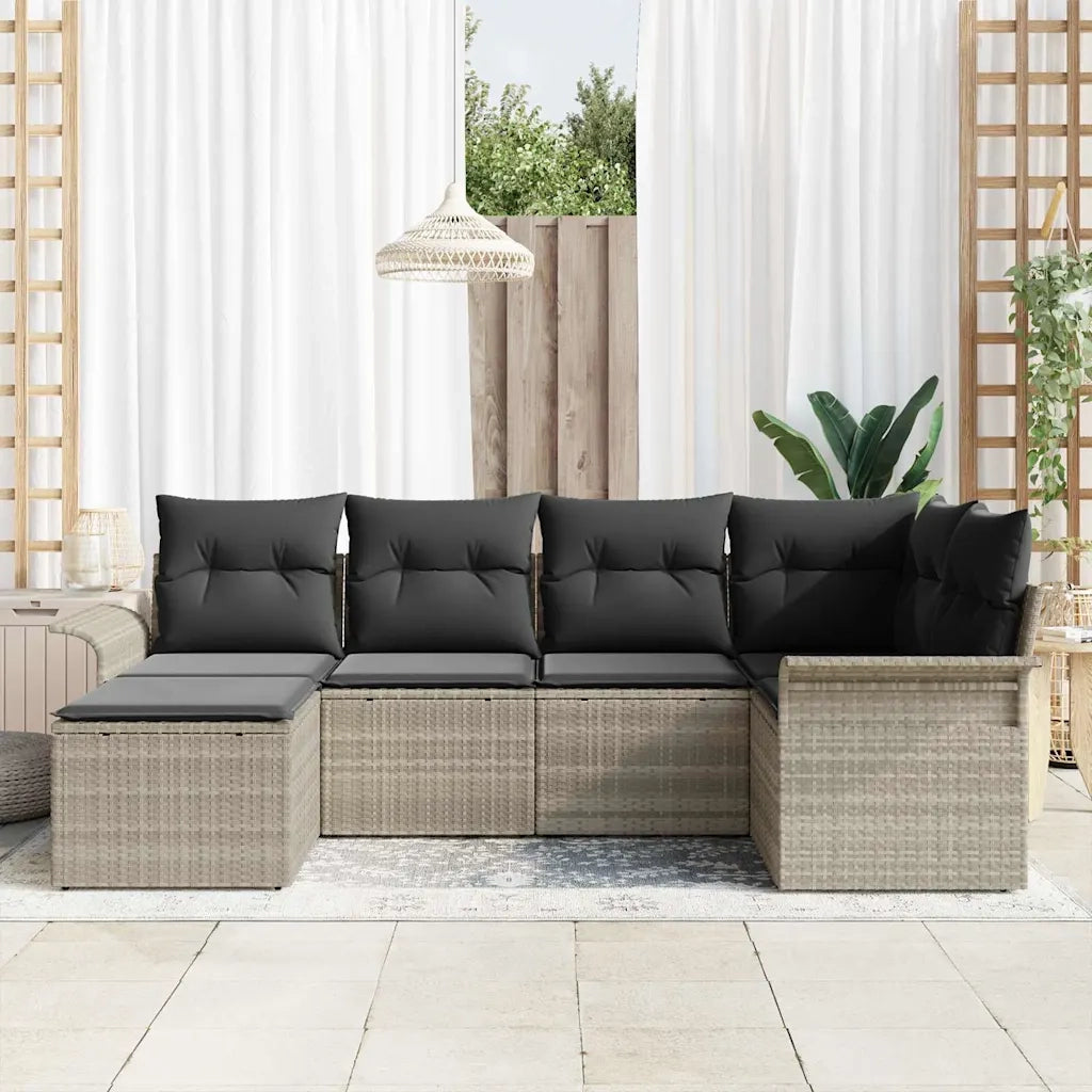 Set Divano da Giardino 6 pcs Grigio chiaro polyrattan 3354101