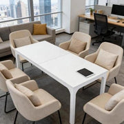 Tavolo da pranzo rettangolare 200x70 cm in MDF e metallo; bianco