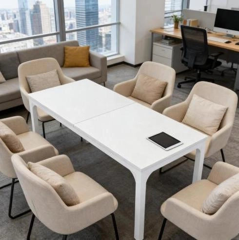 Tavolo da pranzo rettangolare 200x70 cm in MDF e metallo; bianco