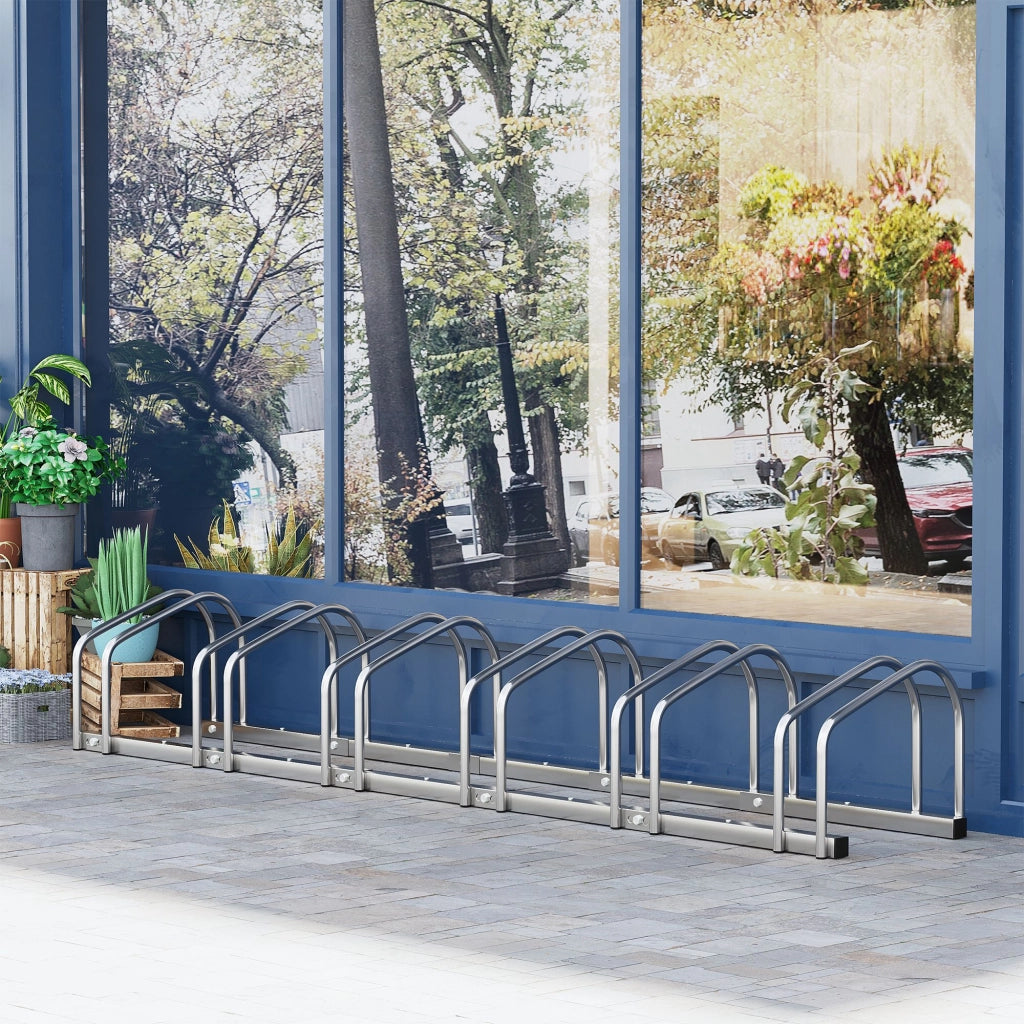 Portabiciclette per 6 bici ¨C zephmum ¨C acciaio argento 179x33x27 cm