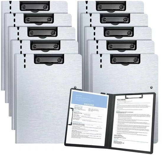 Klembord A4 - 10 Unità - Materiale PP Sostenibile - Clip Metallico - Leggero - Superficie di Scrittura Robusta - 32 cm x 23,5 cm - Notiziario