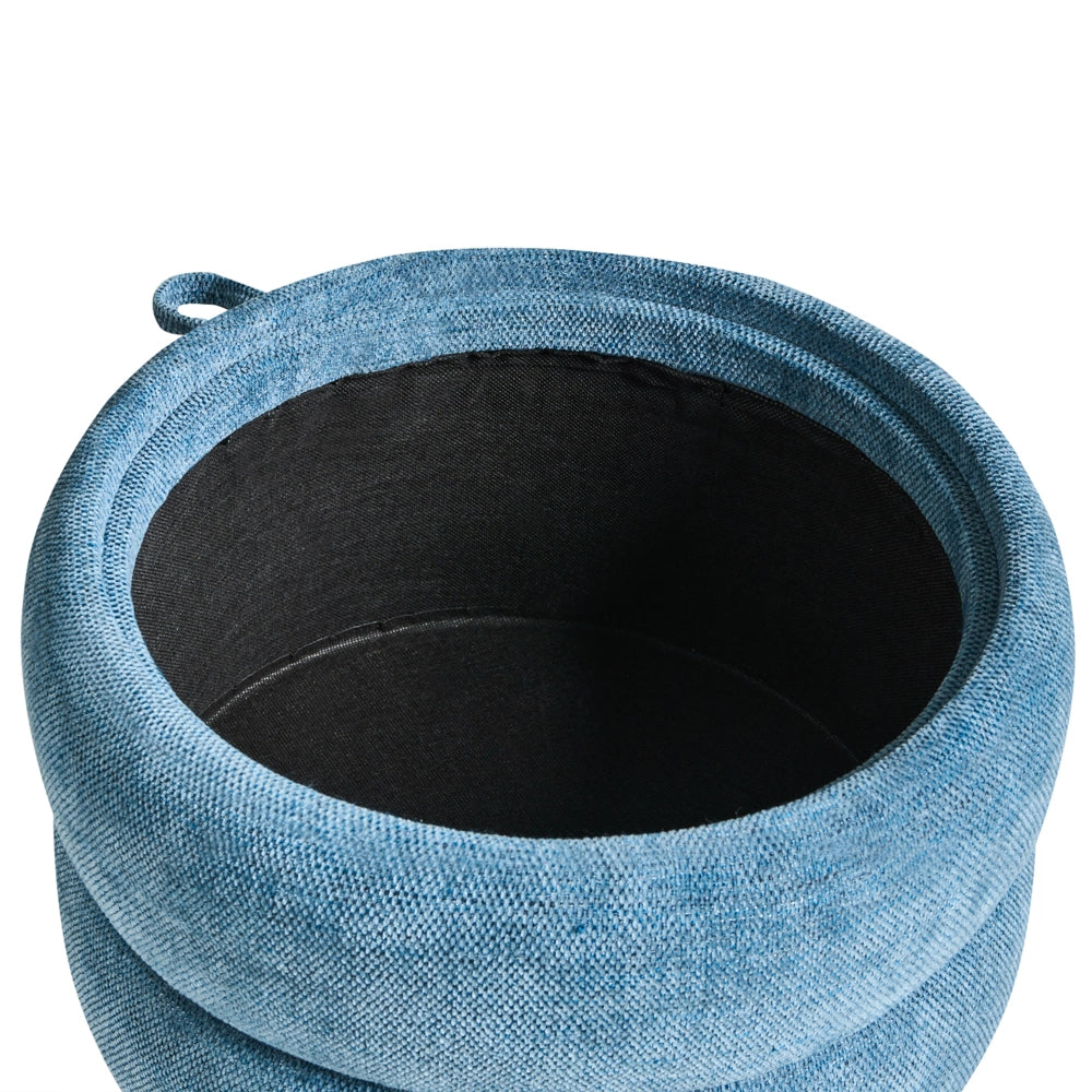 Pouf in ciniglia blu 40 x 41 cm con sgabello portaoggetti Design moderno