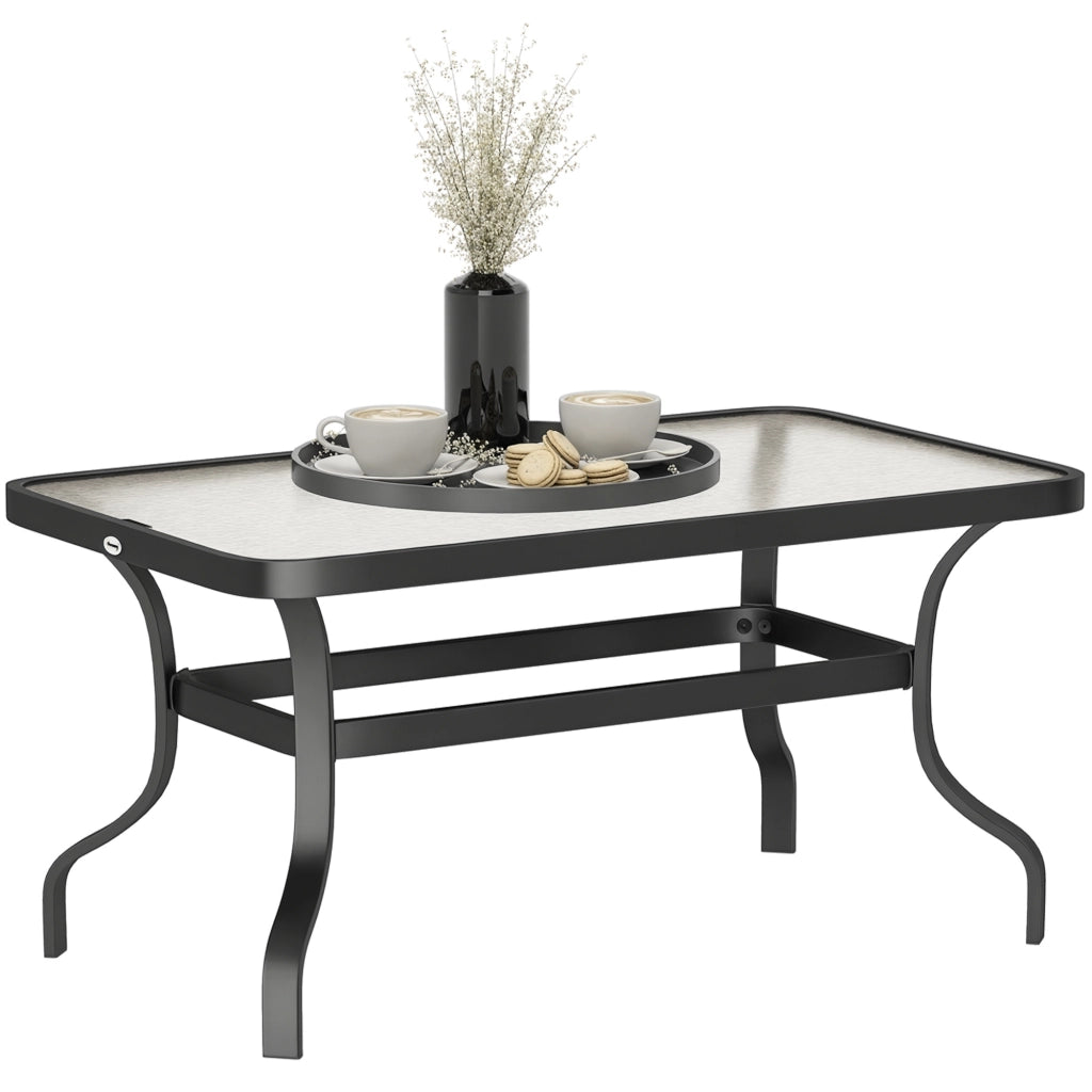 Tavolino da giardino con piano in vetro temperato ¨C zephmum ¨C nero 95x55x46