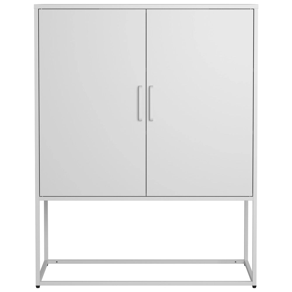 Mobile Credenza in Metallo con Ante Magnetiche ¨C MINIMAL ¨C Bianco, 85x40x109 cm
