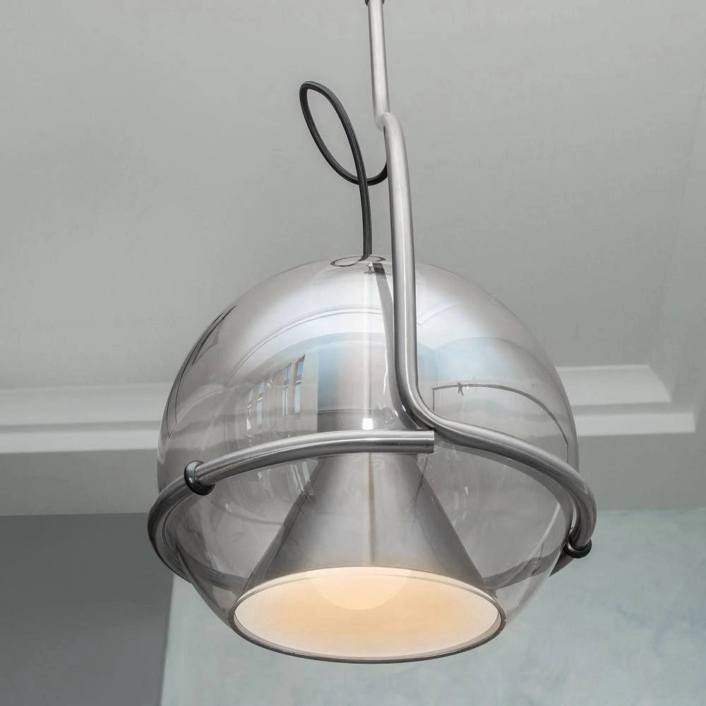 Trade Shop - Lampadario Sfera Vetro Pendente Globo E27 Lampada Orientabile Sospensione Lp-87 -