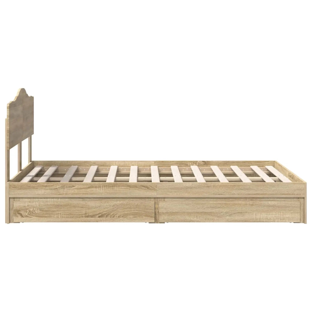 Letto con Contenitore con testiera Rovere Sonoma 135 x 190 cm 3413105