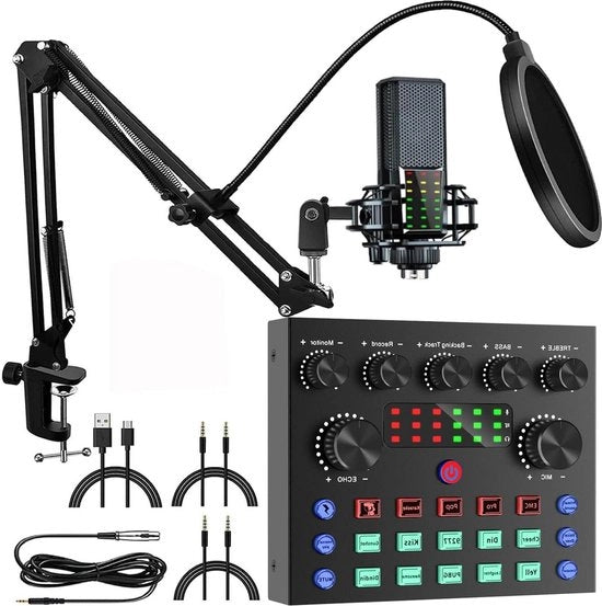 Kit di karaoke - Macchina di karaoke Microfono gaming scheda audio streaming set di Dj Mixer audio tutto in uno streaming mixer audio USB scheda audio karaoke trasformazione vocale