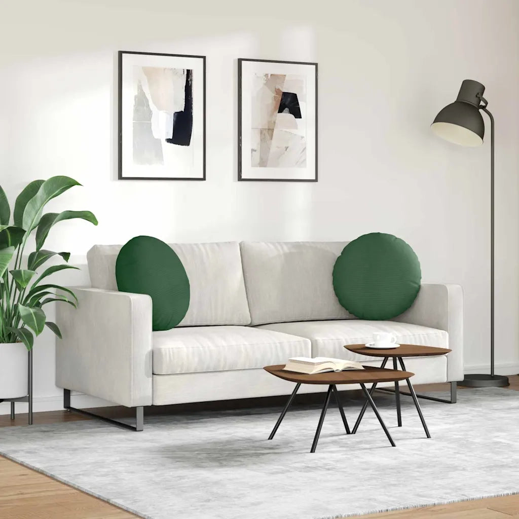 Cuscini per Seduta 2 pcs Verde Scuro Ø50 x 19 cm