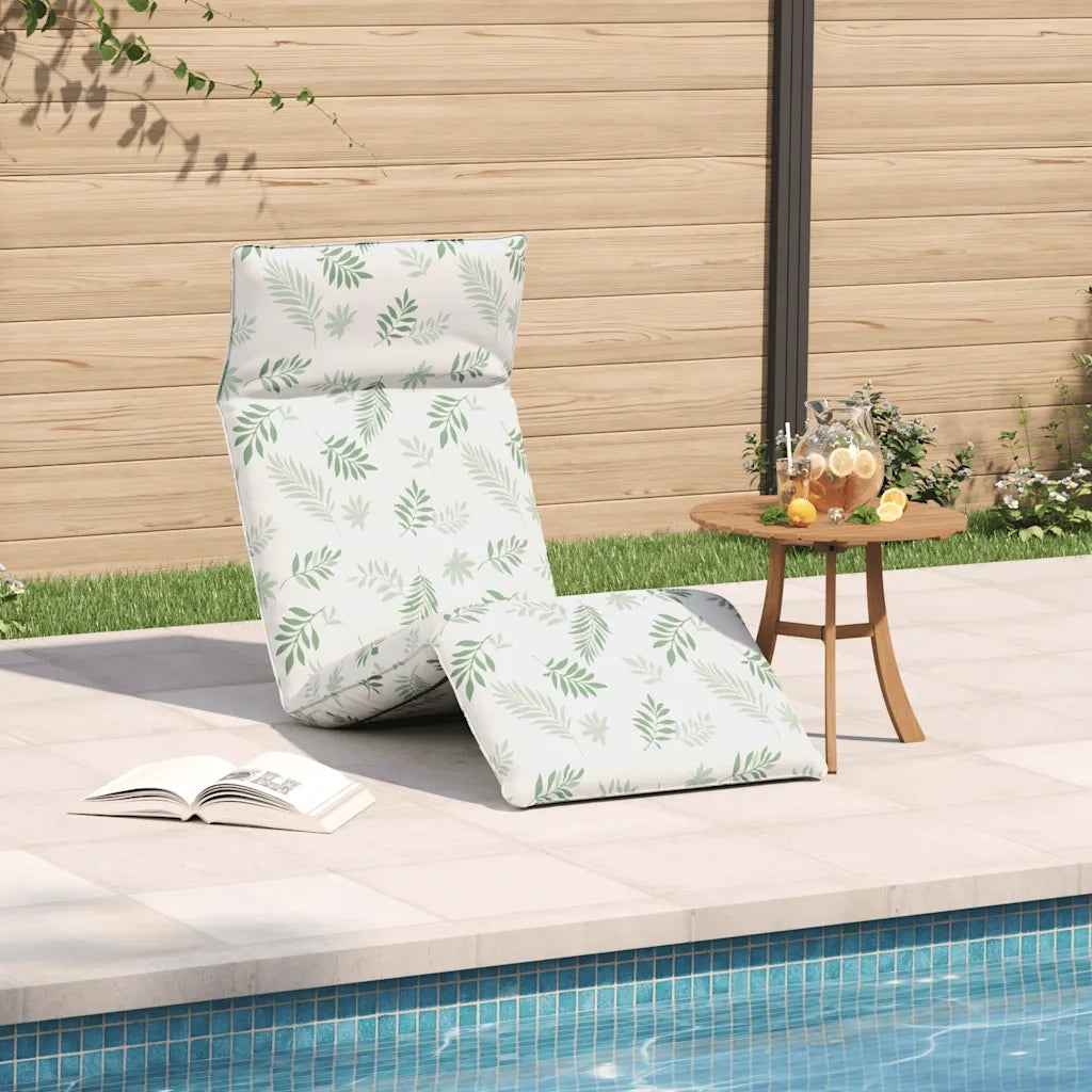 Lettino Pieghevole Motivo a Foglie 175x54x8,5 cm Tessuto Oxford