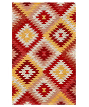Tappeto moderno AVANA ARANCIONE geometrico etnico kilim, Tappeto arredo soggiorno salotto camera lavabile anti-scivolo cm.115x175