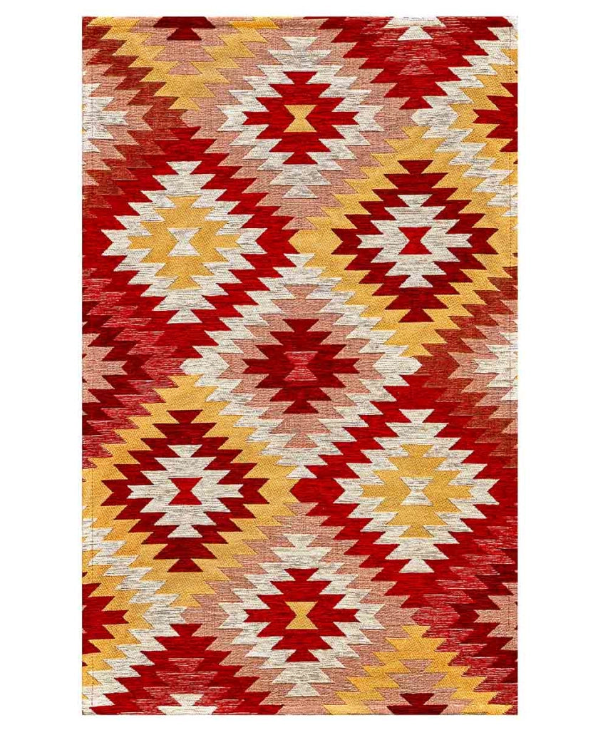 Tappeto moderno AVANA ARANCIONE geometrico etnico kilim, Tappeto arredo soggiorno salotto camera lavabile anti-scivolo cm.115x175