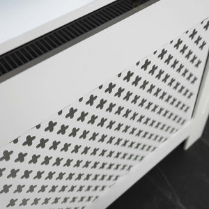 Toboli Copritermosifoni in legno bianco 112 x 19 x 82 cm, copri termosifone in MDF, pannello in legno per radiatori, elegante mobile copritermosifone