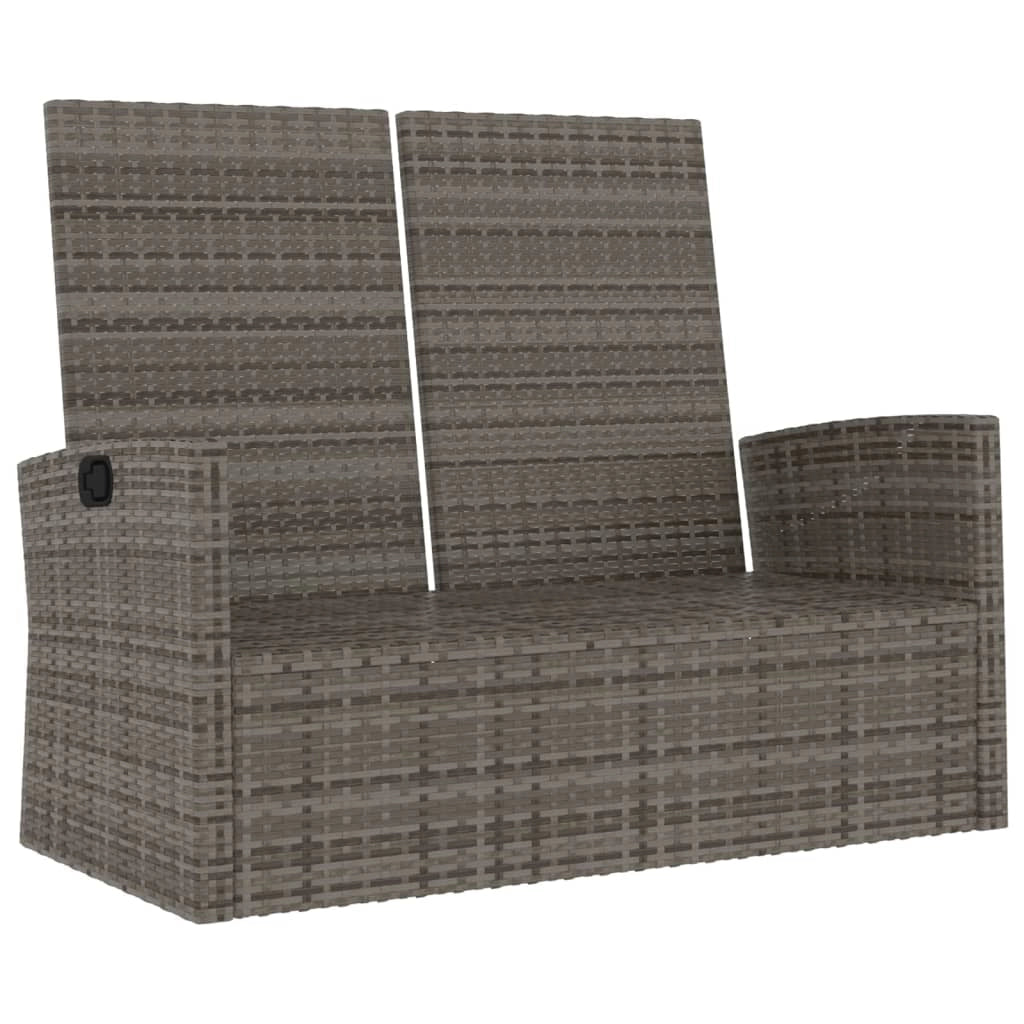 Panca da giardino mobile da giardino per esterni terrazza reclinabile e cuscini grigi 118 x 62 x 95 cm resina intrecciata 02_0011737