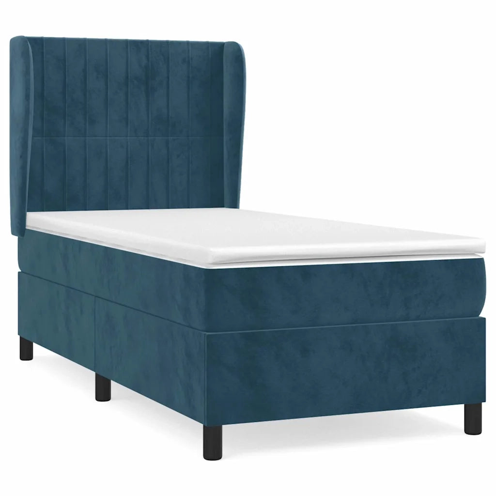 Giroletto a Molle con Materasso Blu Scuro 100x200 cm in Velluto 3129319