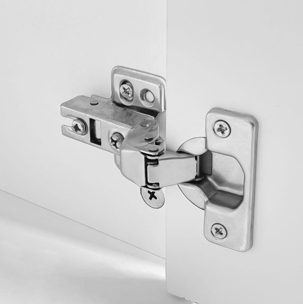 Toeletta bianca con specchio LED e mobile laterale scorrevole