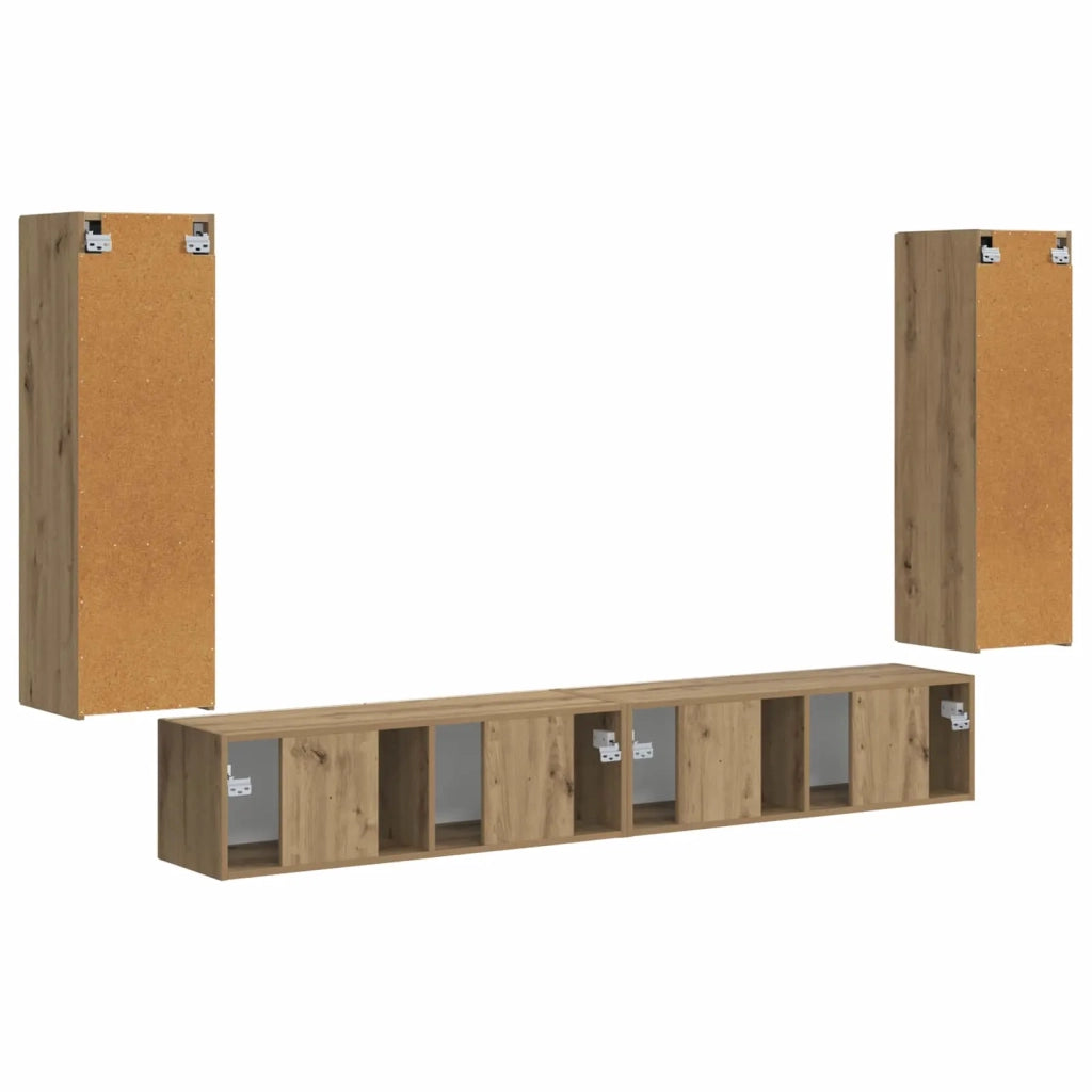 Set di Mobiletto da TV a Parete 4 pcs Rovere artigianale 3408933