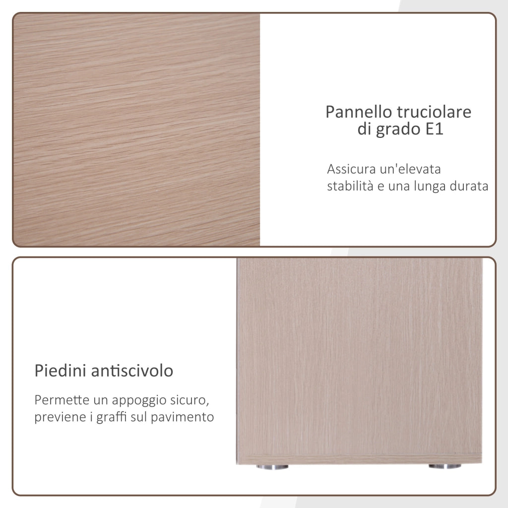 Easycomfort Scrivania Moderna per Computer Girevole con 2 Ripiani e 2 Cassetti, Tavolo da Pranzo in Truciolato, 117x82x74 cm, color Rovere e Legno