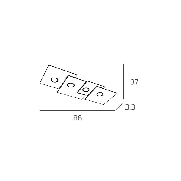Toplight Plafoniera da soffitto rettangolare 4 luci Plate con attacco GX53, struttura colore sabbia, design moderno 86x37x3cm