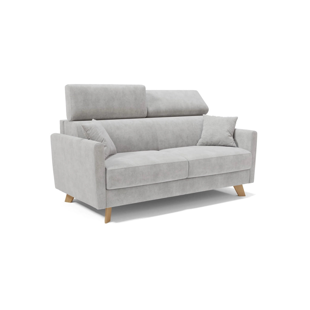Francy Divano letto matrimoniale con poggiatesta regolabili in tessuto impermeabile e smacchiabile T17 180 cm (mat. 140x197) grigio