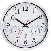 Cronografo radiocomandato per parete, cronografo radiocomandato con visualizzazione temperatura e umidità, orologio da parete moderno per cucina, facile da leggere, orologio da parete silenzioso per camera da letto, ufficio, bagno (bianco)