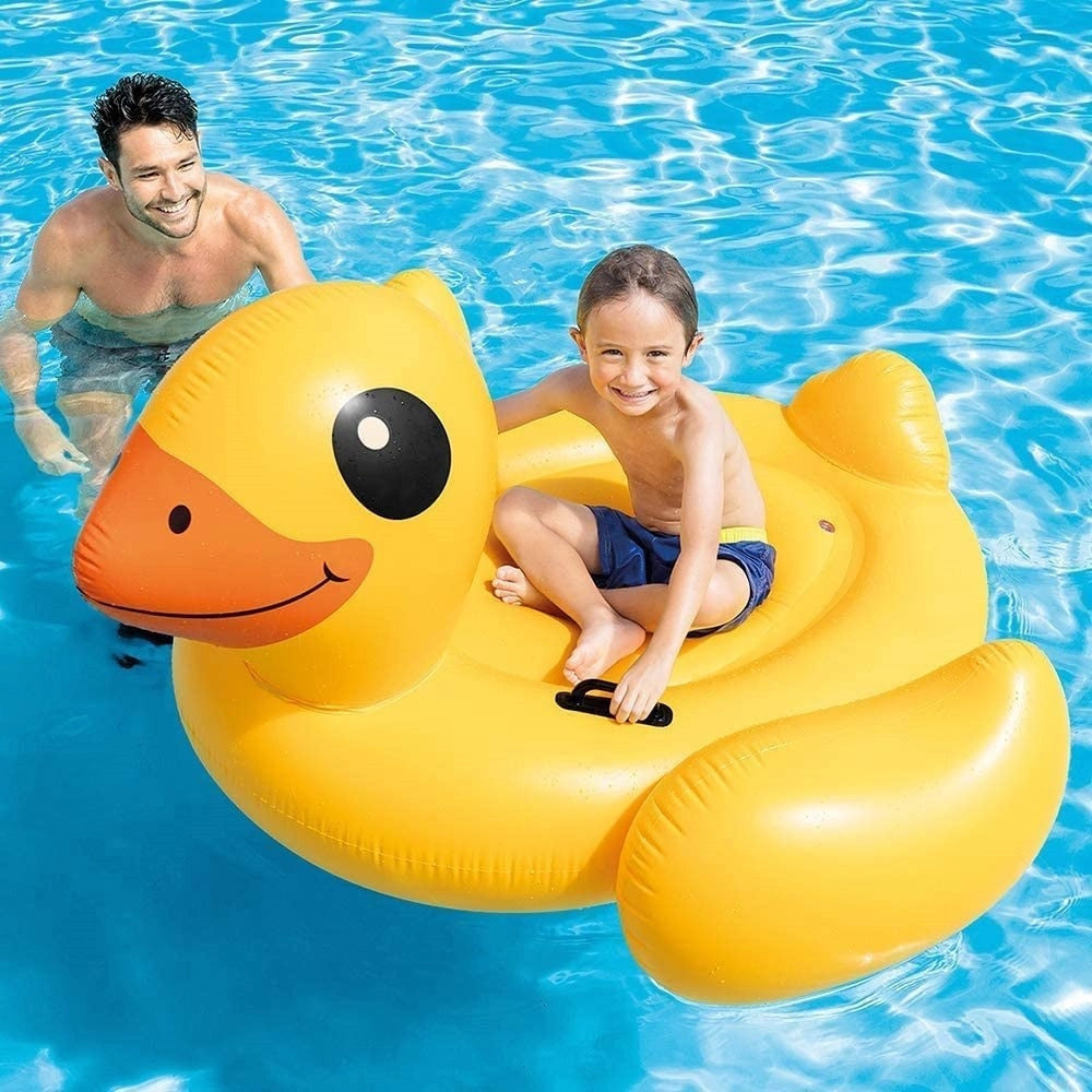 Trade Shop - Cavalcabile Papera 147x147x81 Cm Gonfiabile Giocattolo Piscina 2 Maniglie 57556 -