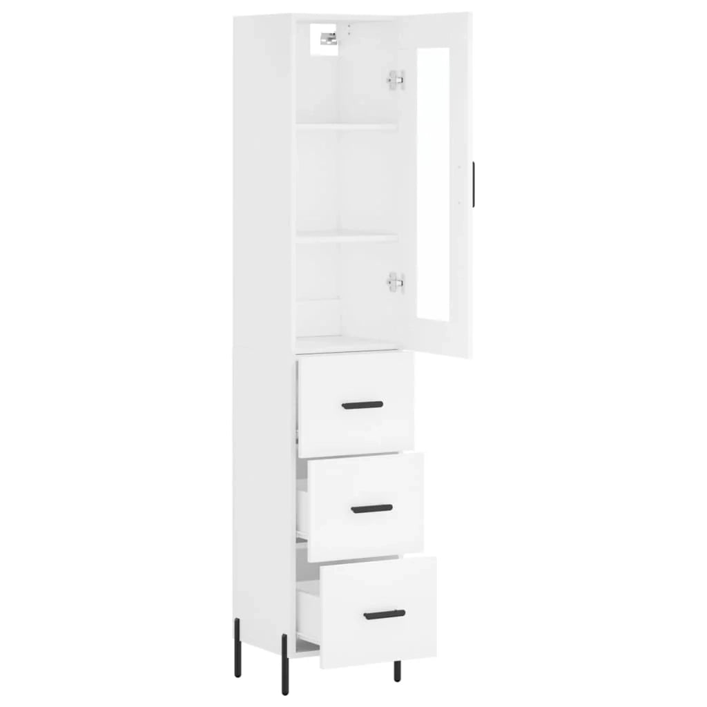 Buffet credenza cassettiera mobiletto mobile contenitore organizer cucina soggiorno salotto alto 34,5 x 34 x 180 cm legno ingegnerizzato bianco 02_0032422