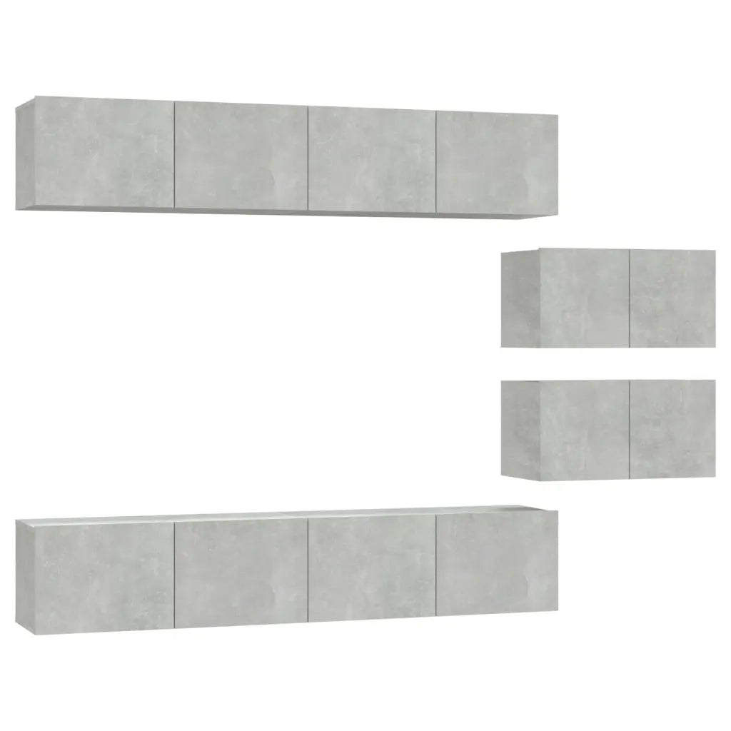 Set di Mobili Porta TV 6 pz-Credenza per TV Grigio Cemento in Legno Multistrato 153376