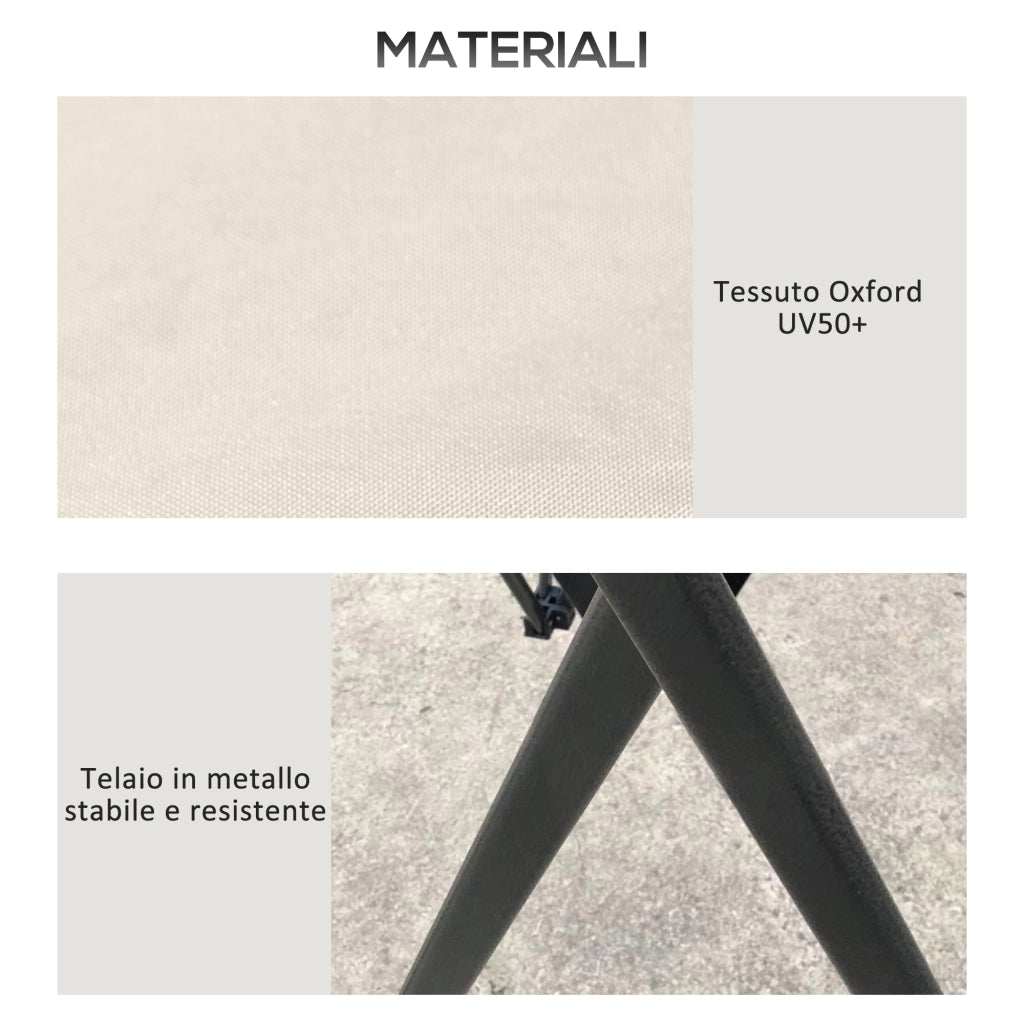 Gazebo Pieghevole 4x4 m ad Altezza Regolabile con Zanzariera e Borsa in Metallo e Tessuto Oxford Beige