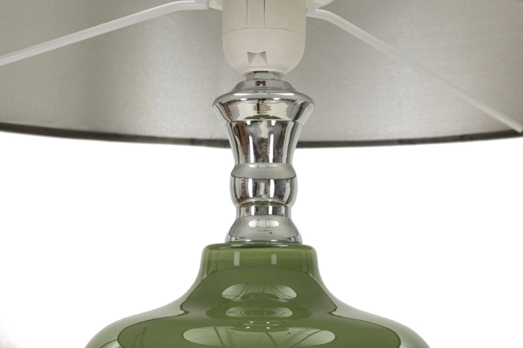 Lampada da Terra Eva One Ø40x160 cm in Vetro e Ferro e Tessuto Verde e Grigio
