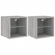 Mobile TV multimediale da parete mensola TV credenza mobile TV sala da pranzo soggiorno camera da letto e luci LED 2 pezzi Sonoma 30 x 28,5 x 30 cm grigio 02_0029147