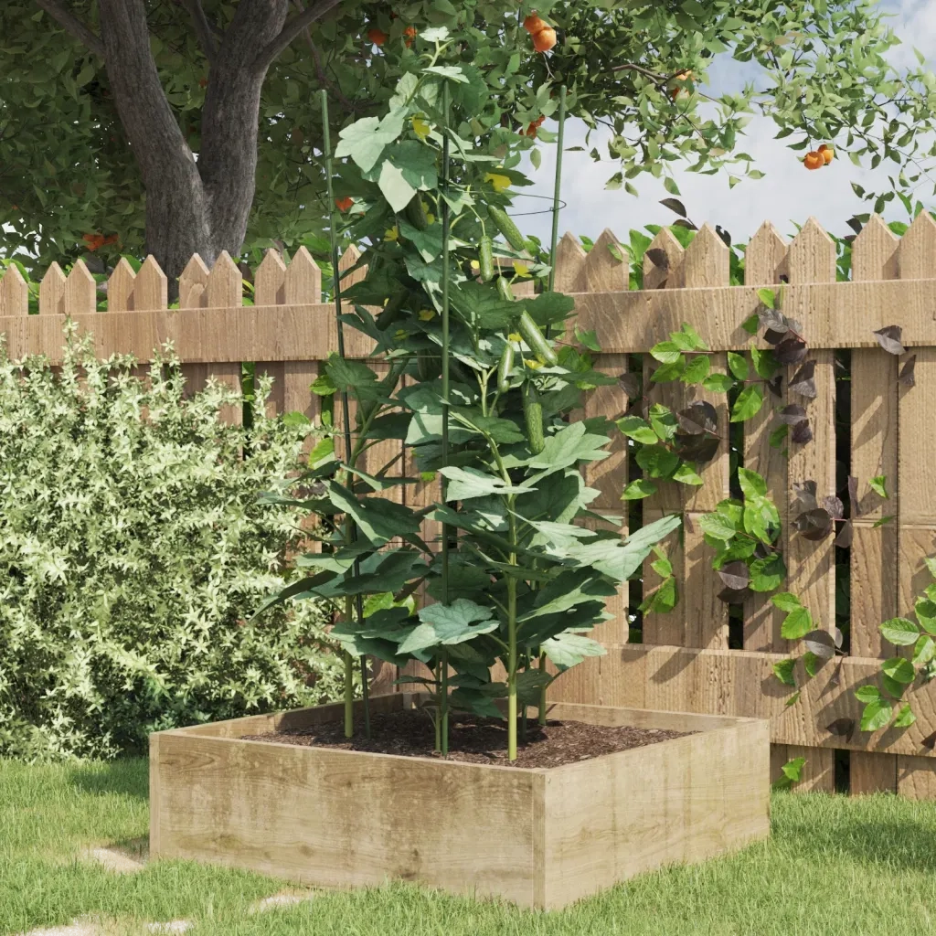 Supporti Piante da Giardino con 3 Anelli 5 pz Verde 75cm Acciaio CFW1484943