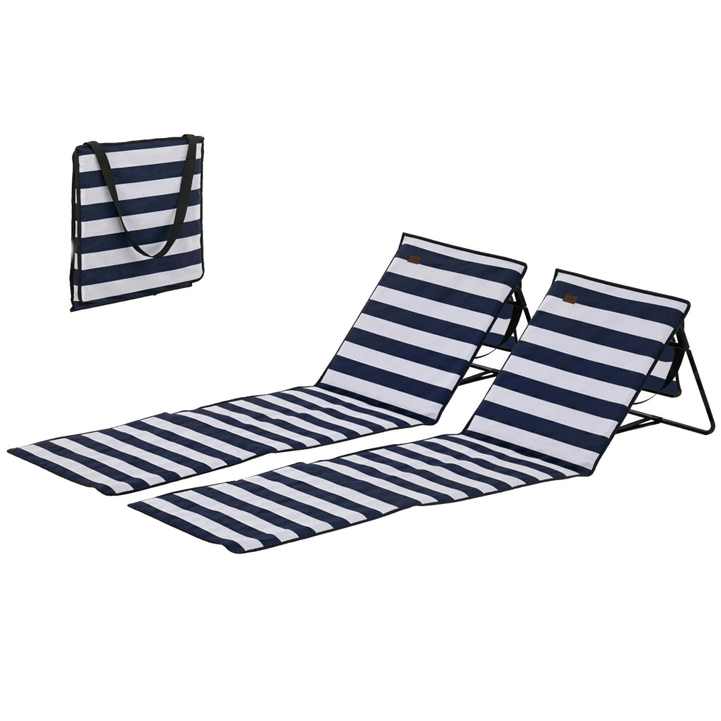 Set di 2 Sedie da Spiaggia con Schienale Regolabile ¨C Zephmum ¨C Grigio Poliestere