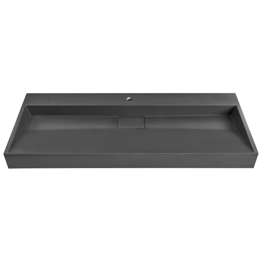 Lavabo bagno classico rettangolare in ceramica finitura lucida 120 x 46 cm nero Lavello da bagno rettangolare