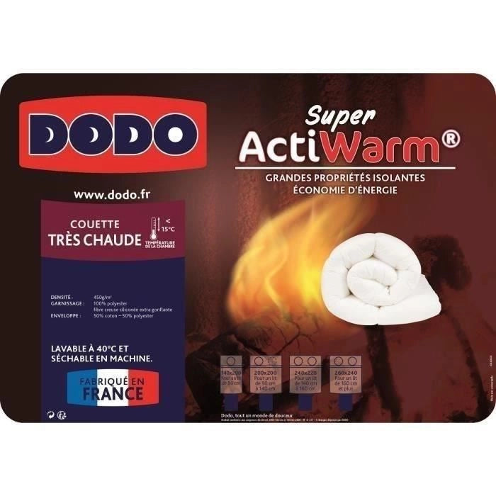 Piumino DODO SUPER ACTIWARM molto caldo - 450 g / m - 220 x 240 cm - Bianco