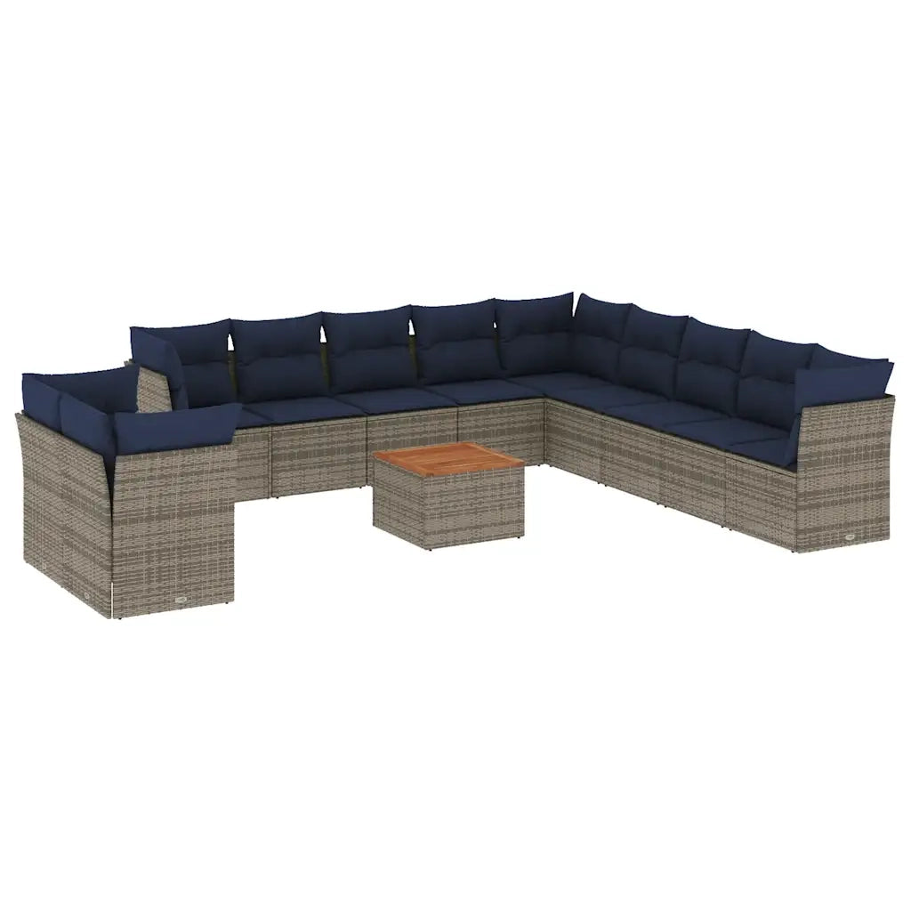 Set Divani da Giardino 12 pz con Cuscini Grigio in Polyrattan