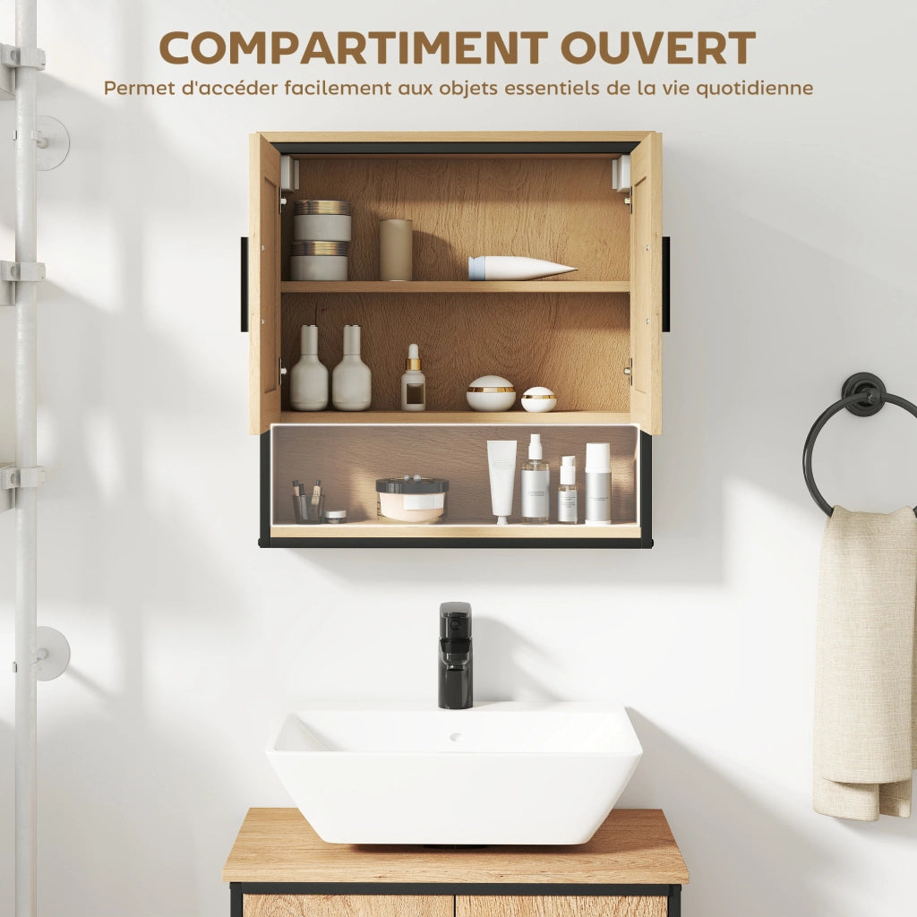 Armadio bagno specchio ripiano regolabile ¨C zephmum ¨C rovere