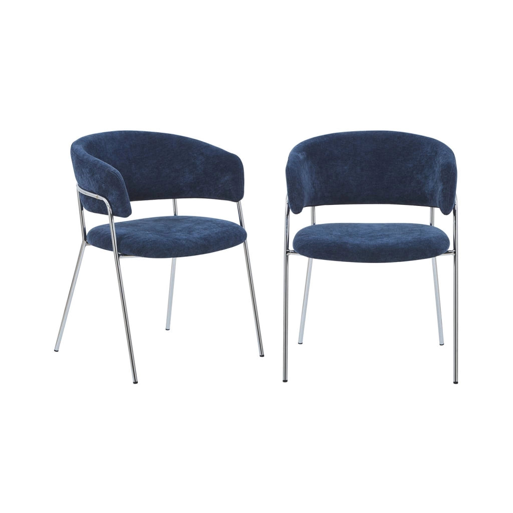 Poltrona vintage in tessuto con struttura cromata (set di 2), blu