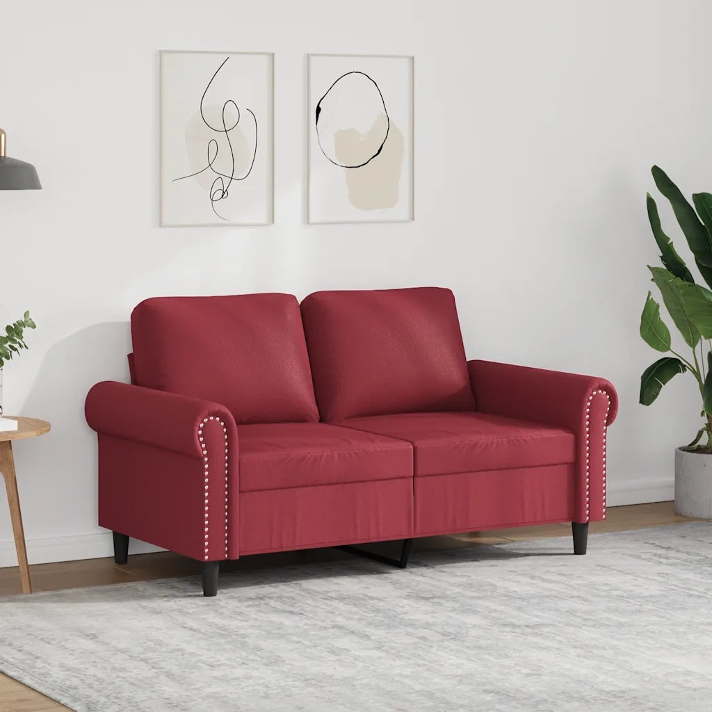 Divano a 2 Posti Rosso Vino 120 cm in Similpelle 359502