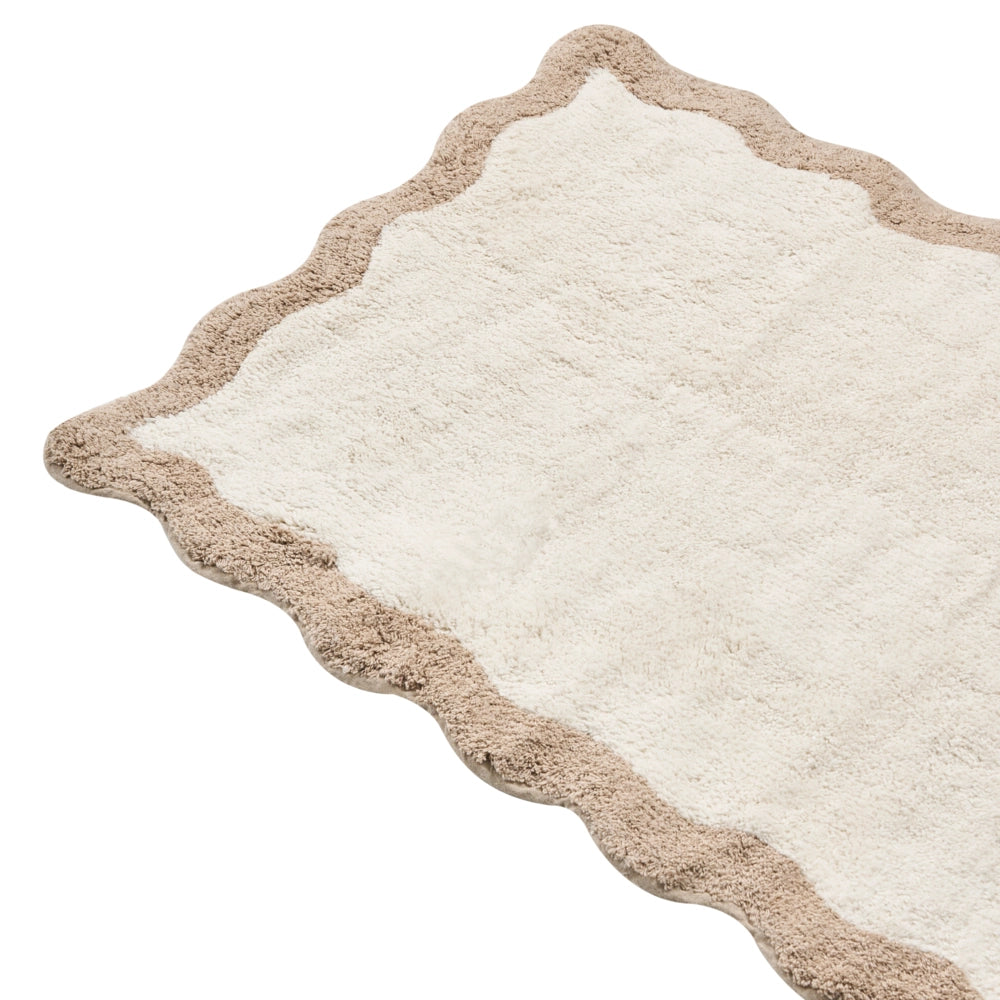 Tappeto da bagno in cotone rettangolare 80 x 90 cm beige e marrone Motivo decorativo da bagno Design moderno