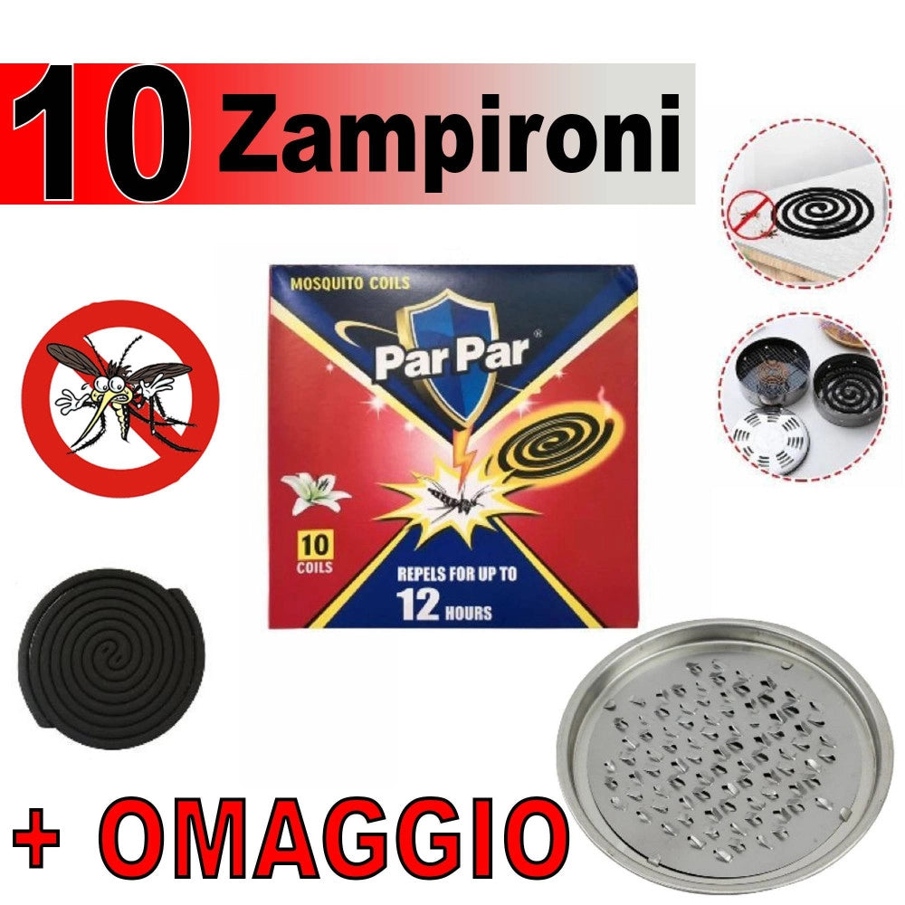 Trade Shop - Zampironi Profumati Spirali Incenso Repellente Antizanzare Insetti + Vaschetta -