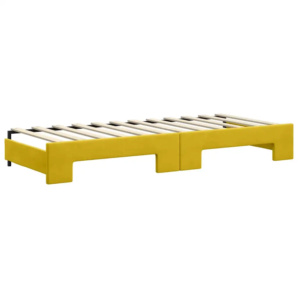 Divano Letto Estraibile con Cassetti Giallo 80x200cm in Velluto