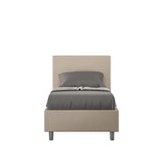 BS COM Letto singolo senza rete imbottito 80x190 similpelle tortora