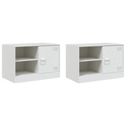 Mobili TV 2 pz | Armadietto TV | Mobile Porta TV Bianchi 67x39x44 cm in Acciaio