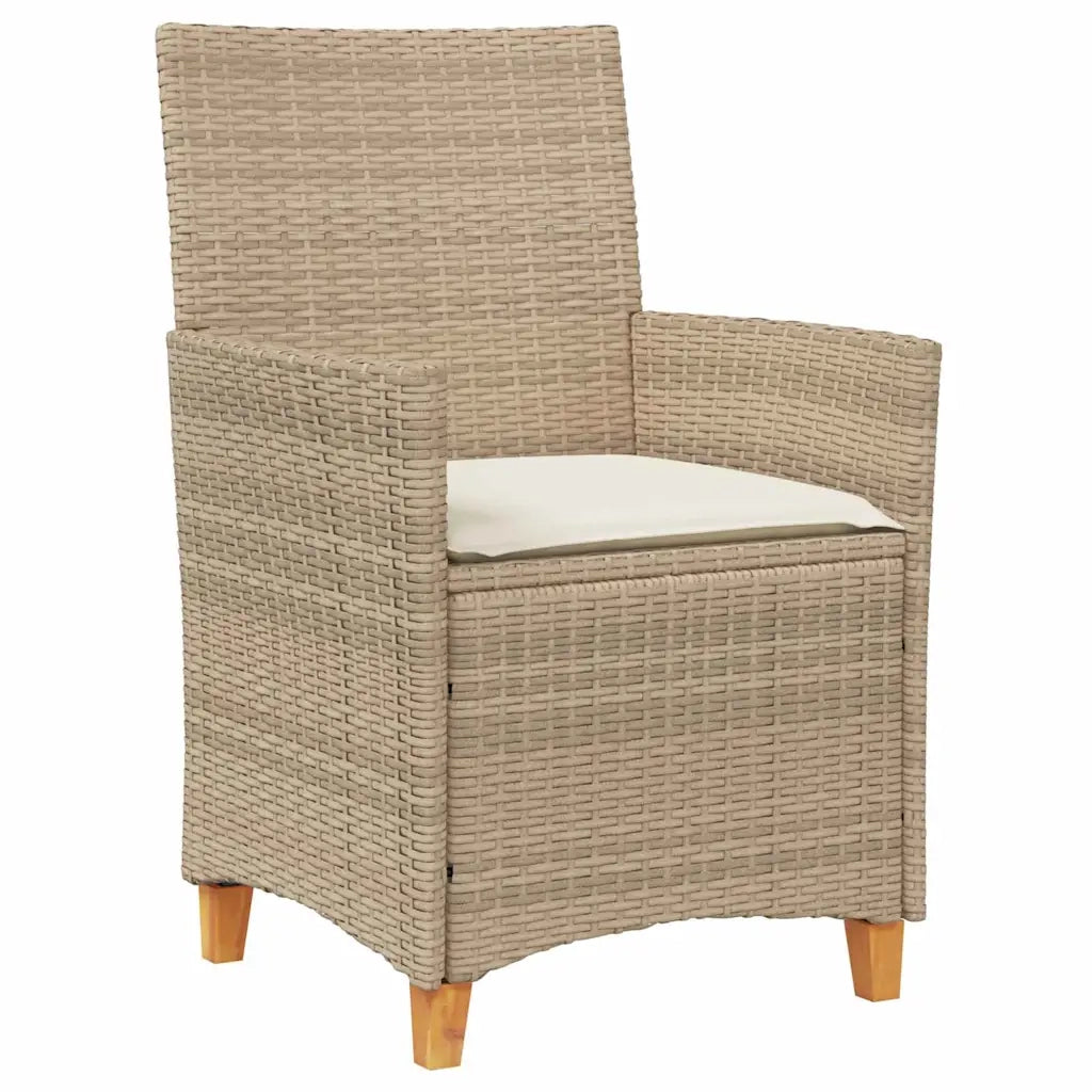 Set da Pranzo per Giardino 3 pcs Beige polyrattan