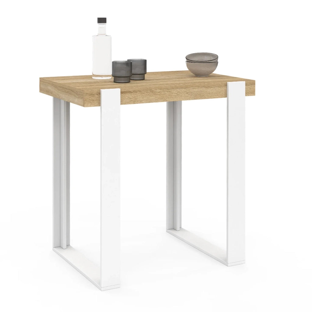 IDMarket - Tavolo da bar PHOENIX in legno e bianco 90 cm