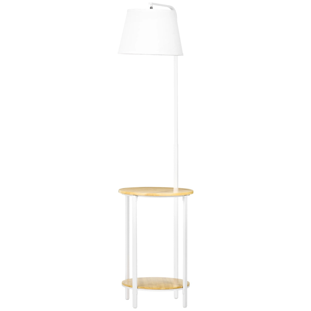 Tavolino da Salotto con Lampada a Stelo Moderno ¨C zephmum ¨C Bianco 43x39,5x162 cm