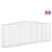 Set di 8 gabbioni ad arco per recinzioni a gabbia e muri di contenimento 400 x 50 x 140/160 cm ferro zincato argento 02_0041225