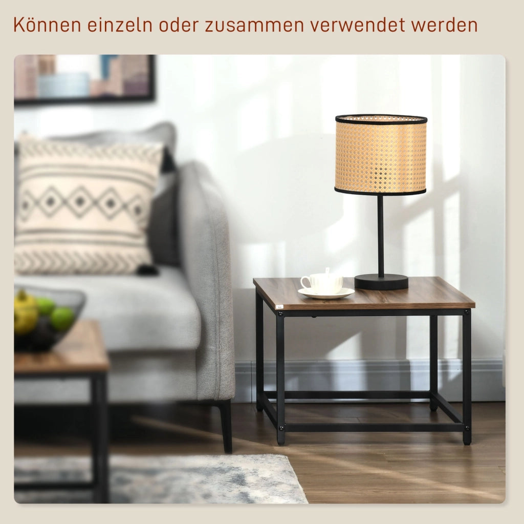 Set di 2 tavolini da caffè stile industriale 60x60x45 cm legno e acciaio