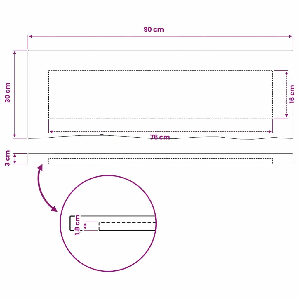 Piano del Tavolo Rettangolare 90 x 50 x 3,5 cm Rettangolare 938404