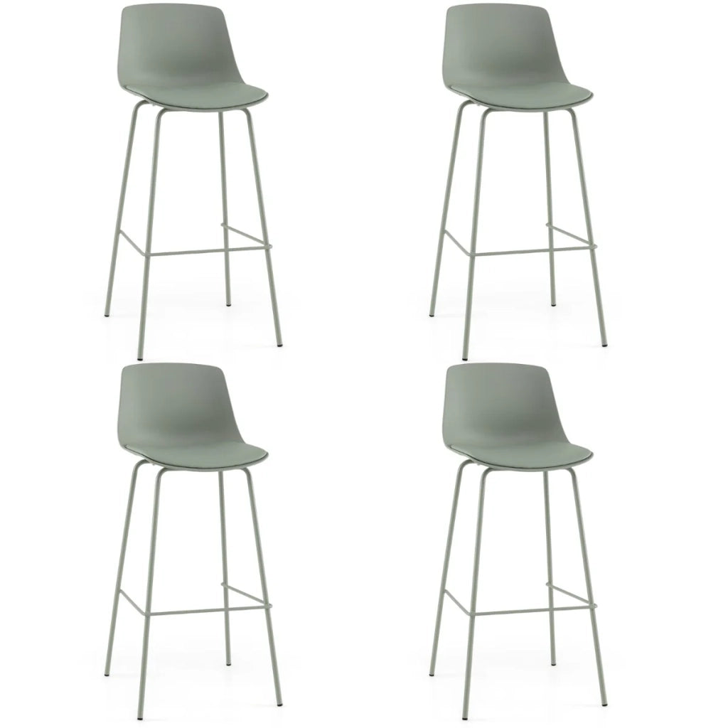 Set di 4 sgabelli alti da bar 48 x 46 x 103 cm comoda seduta imbottita schienale curvo design moderno in similpelle verde 20_0020599